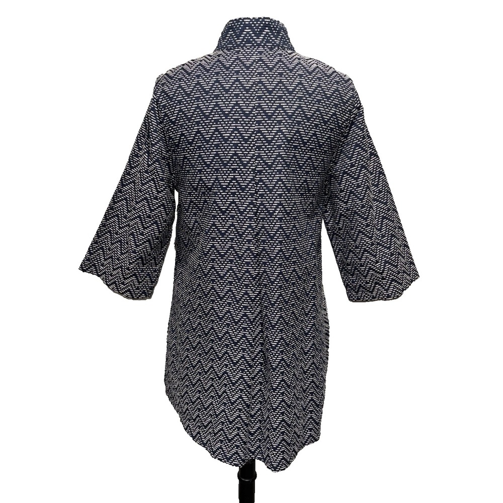 NEW La Blend Mandarin Open Jacket Sz‎ M Navy White 3/4 Sleeve Reversible Pockets - Picture 2 of 12